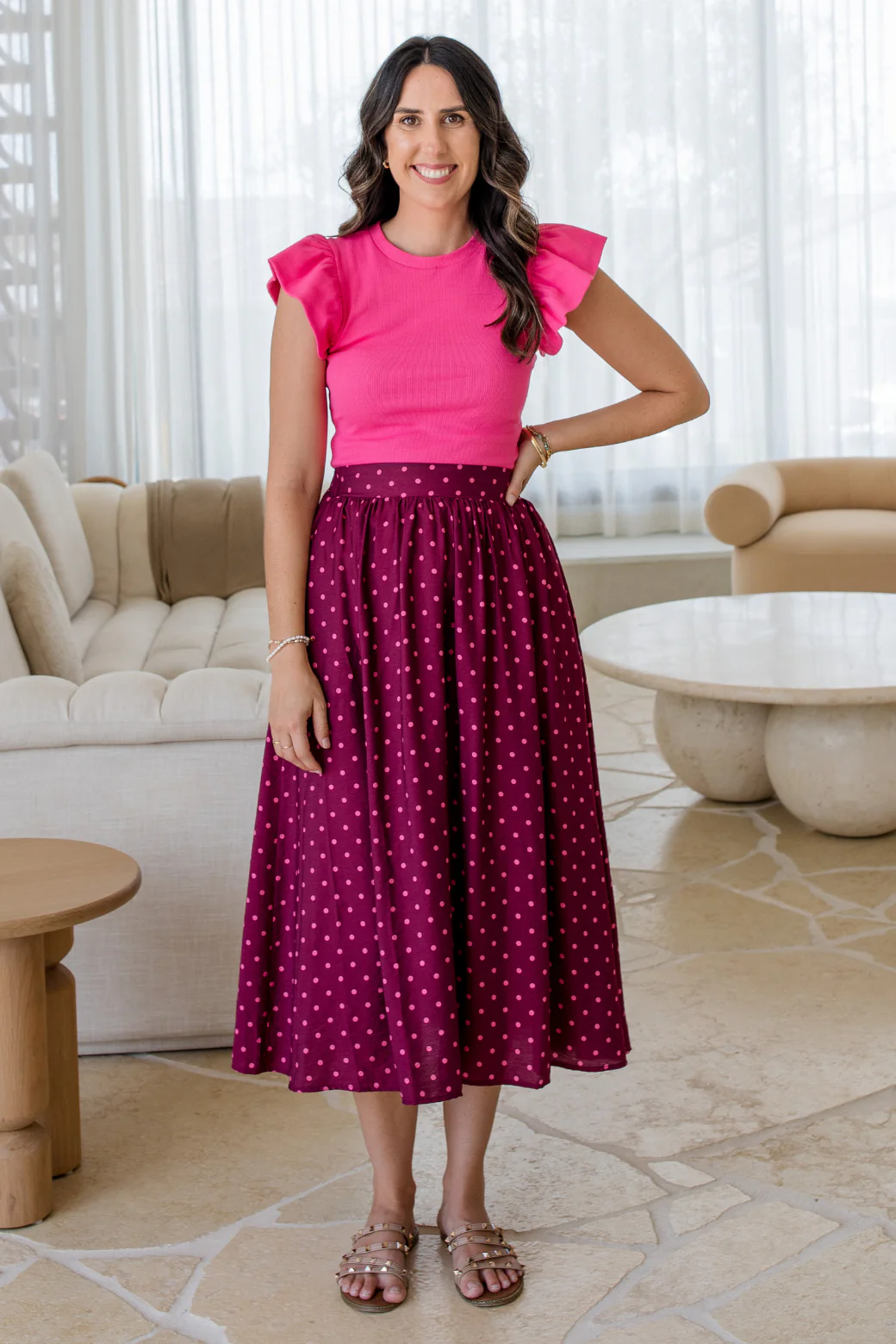 Agnes Frill Tank Top Bright Pink - Image 9