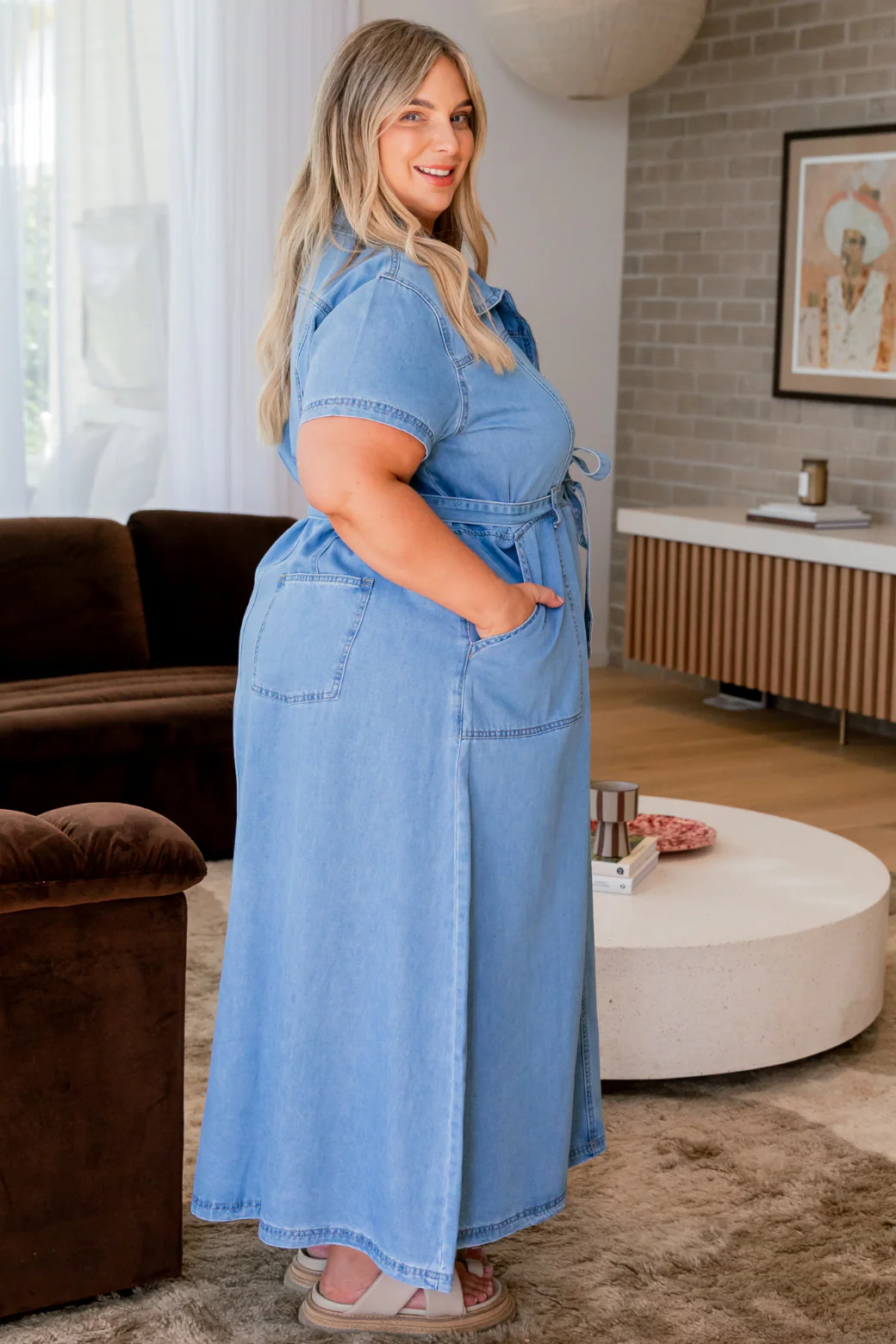 Allison Maxi Denim Dress Washed Blue - Image 8