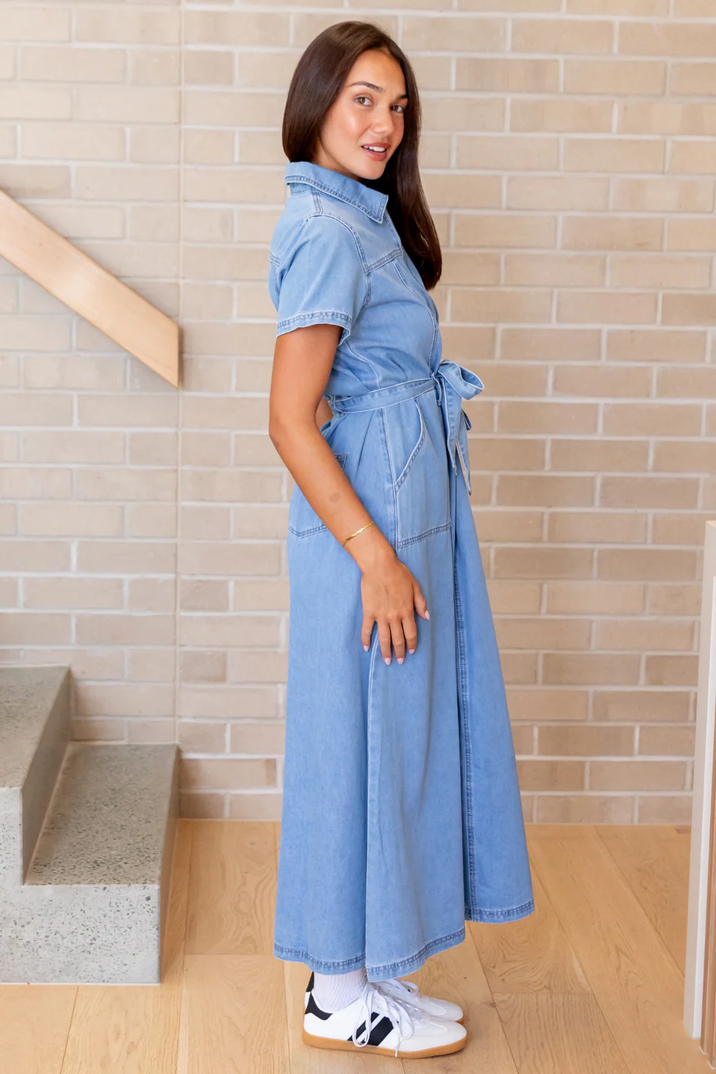 Allison Maxi Denim Dress Washed Blue - Image 9