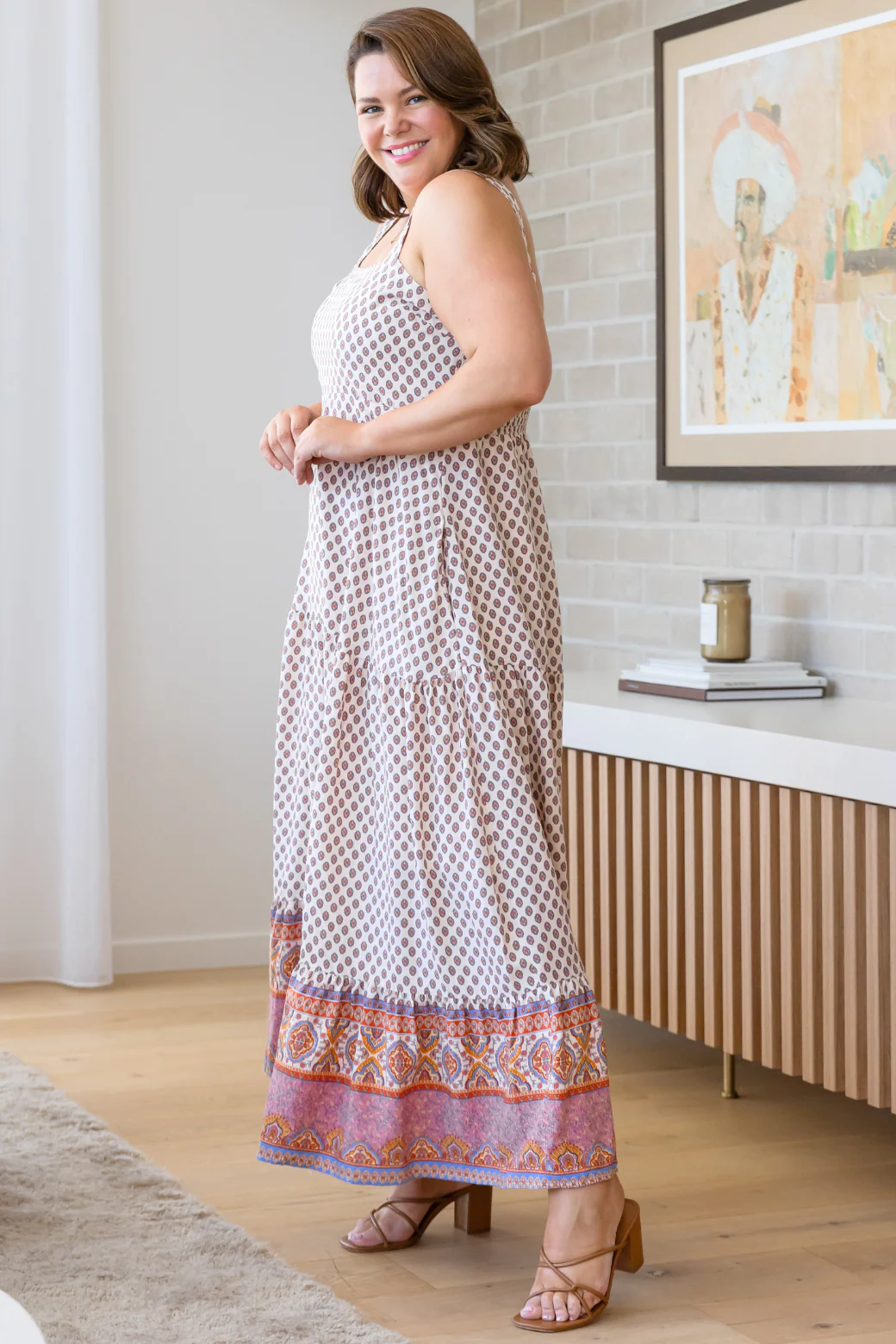 Final Sale | Amber Maxi Dress Lily Print Natural - Image 8