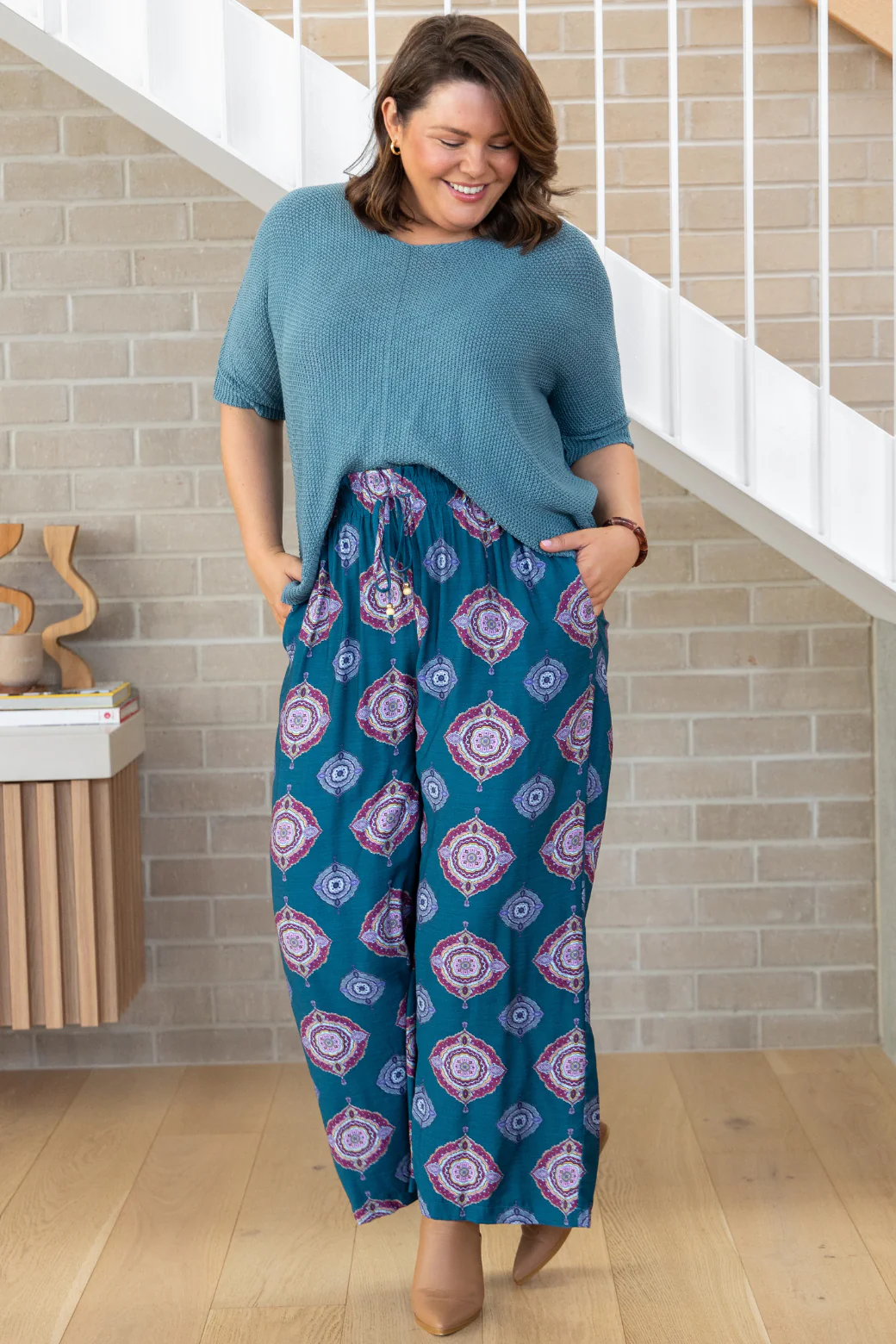 Amelia Pant Zara Print Teal