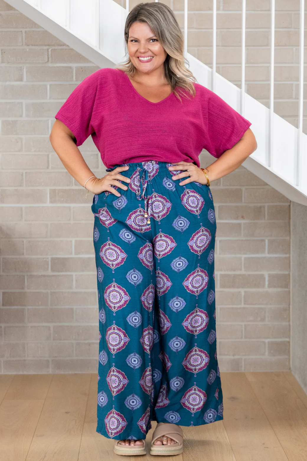 Amelia Pant Zara Print Teal - Image 2