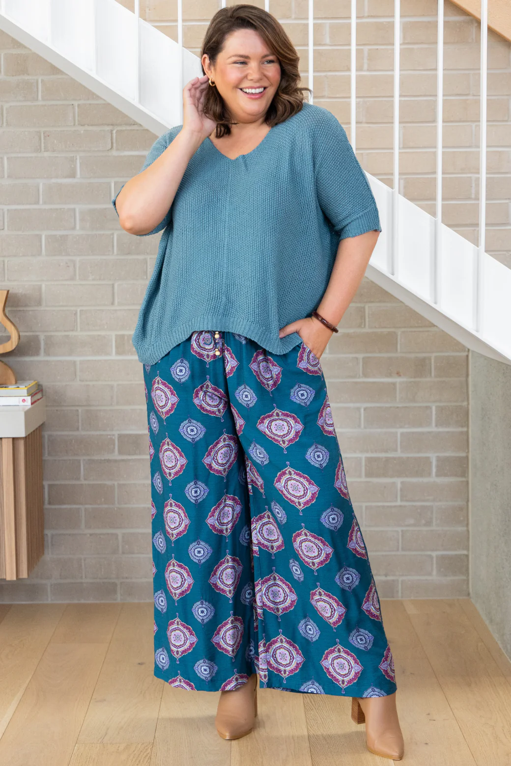 Amelia Pant Zara Print Teal - Image 4