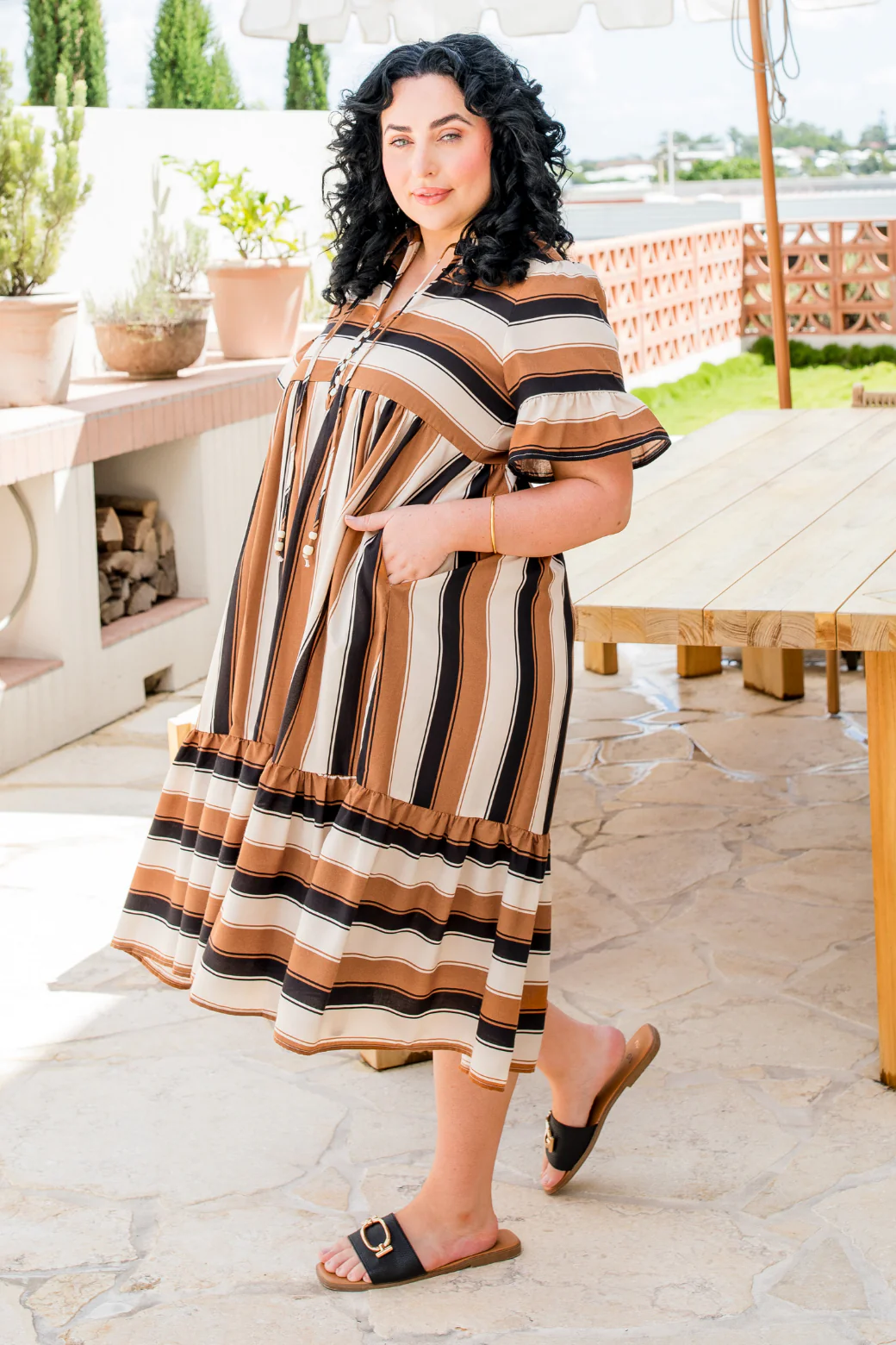 Final Sale | Anastasia Midi Dress Cabana Stripe - Image 10