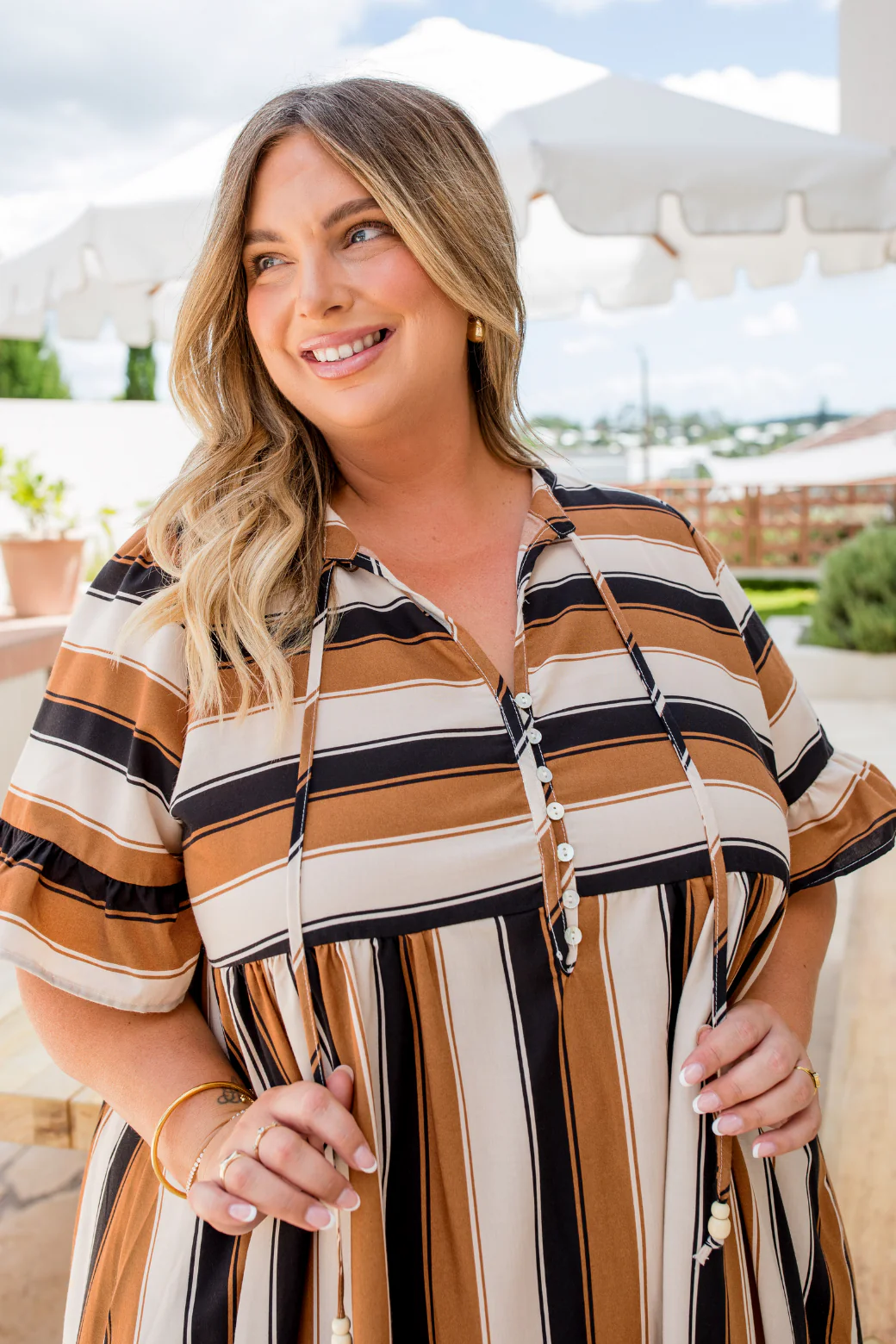 Final Sale | Anastasia Midi Dress Cabana Stripe - Image 12