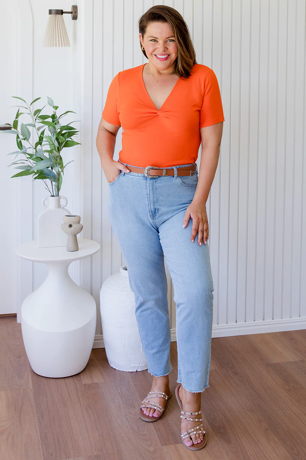 Final Sale | Annie Twist Tee Orange - Image 5