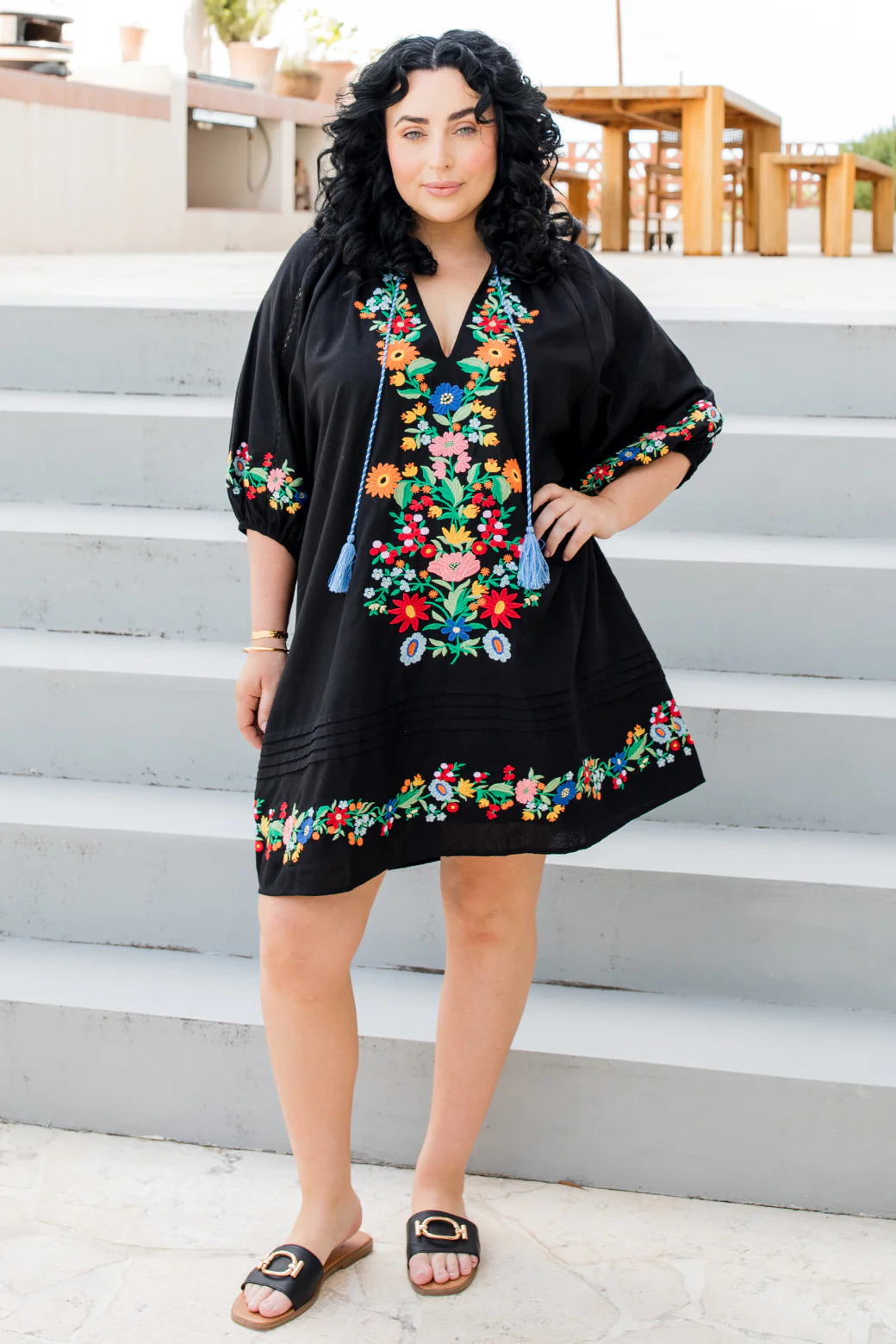 Ashleigh Embroidered Dress Black - Image 4