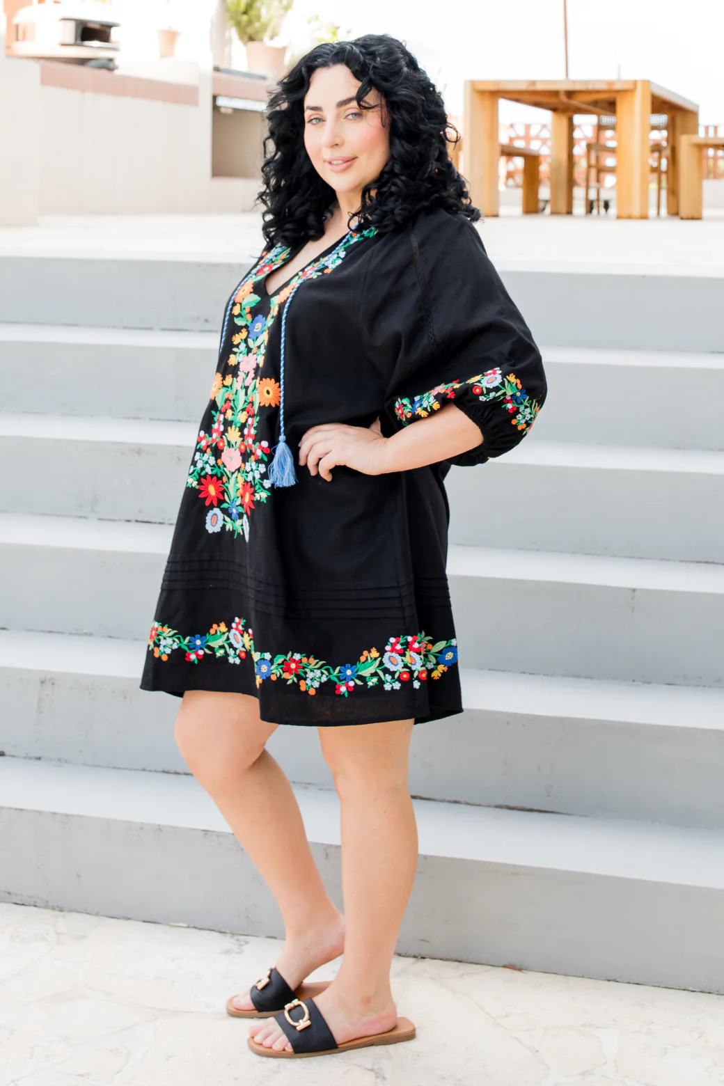 Ashleigh Embroidered Dress Black - Image 6