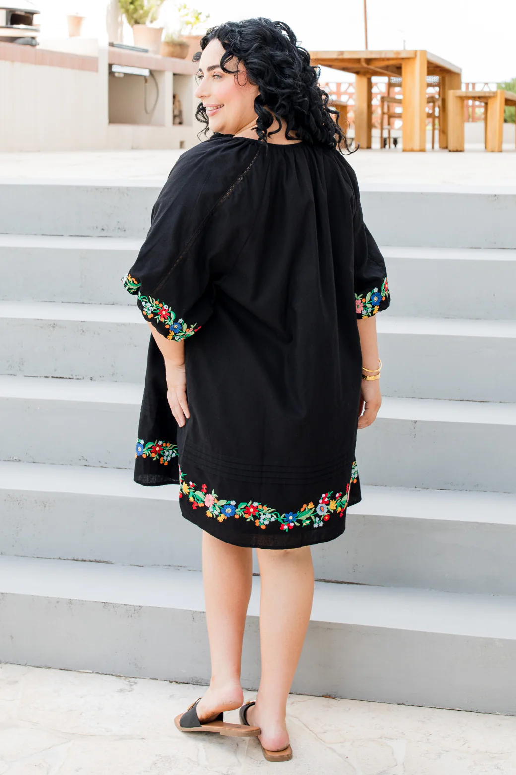 Ashleigh Embroidered Dress Black - Image 7