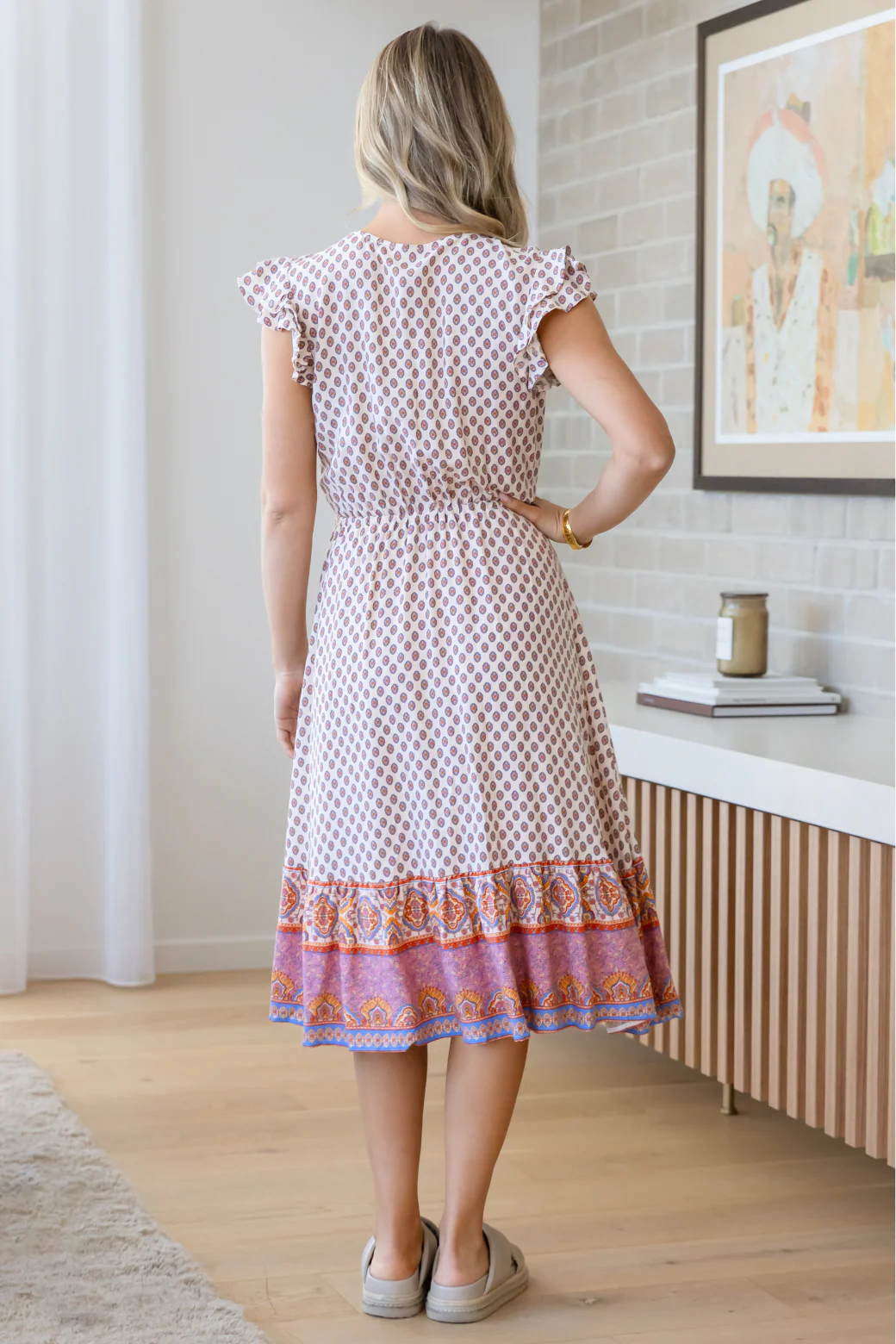 Final Sale | Blake Midi Dress Lily Print Natural - Image 10