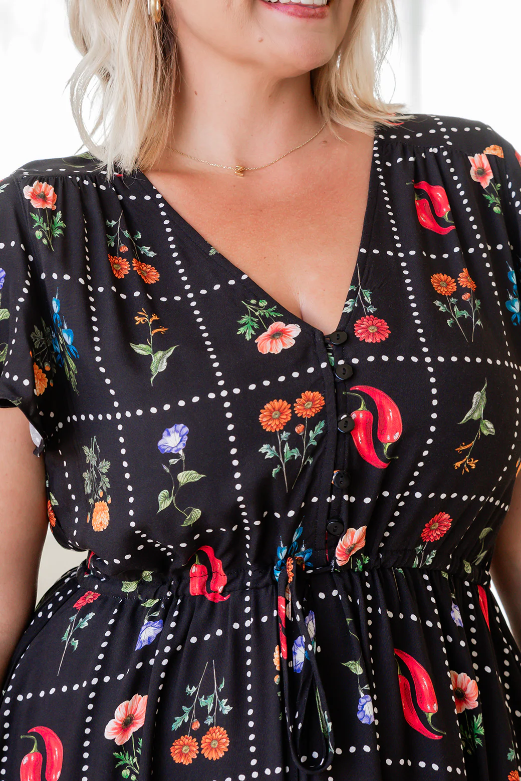 Final Sale | Bonnie Midi Dress Chilli Tile Print - Image 11