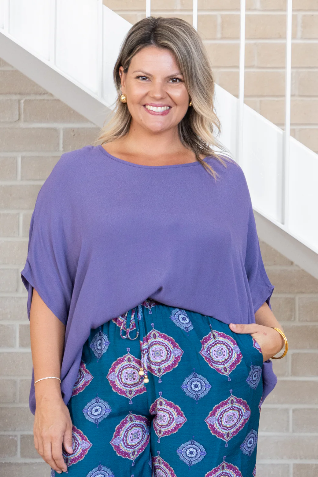 Brodie Drape Top Dusk Purple