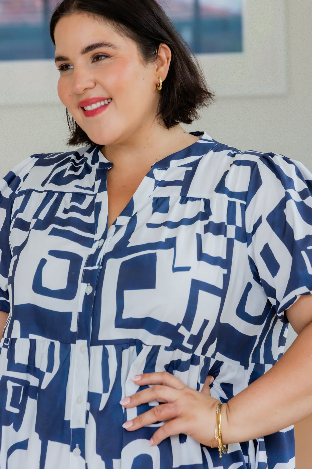 Callie Dress Fes Print Navy - Image 12