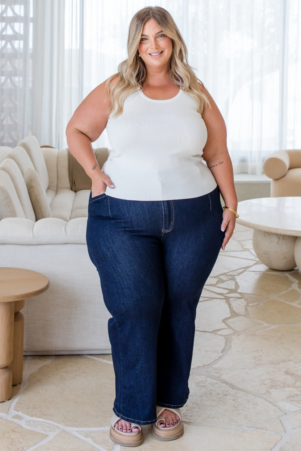 Chloe Crop Stretch Jeans Indigo - Image 5