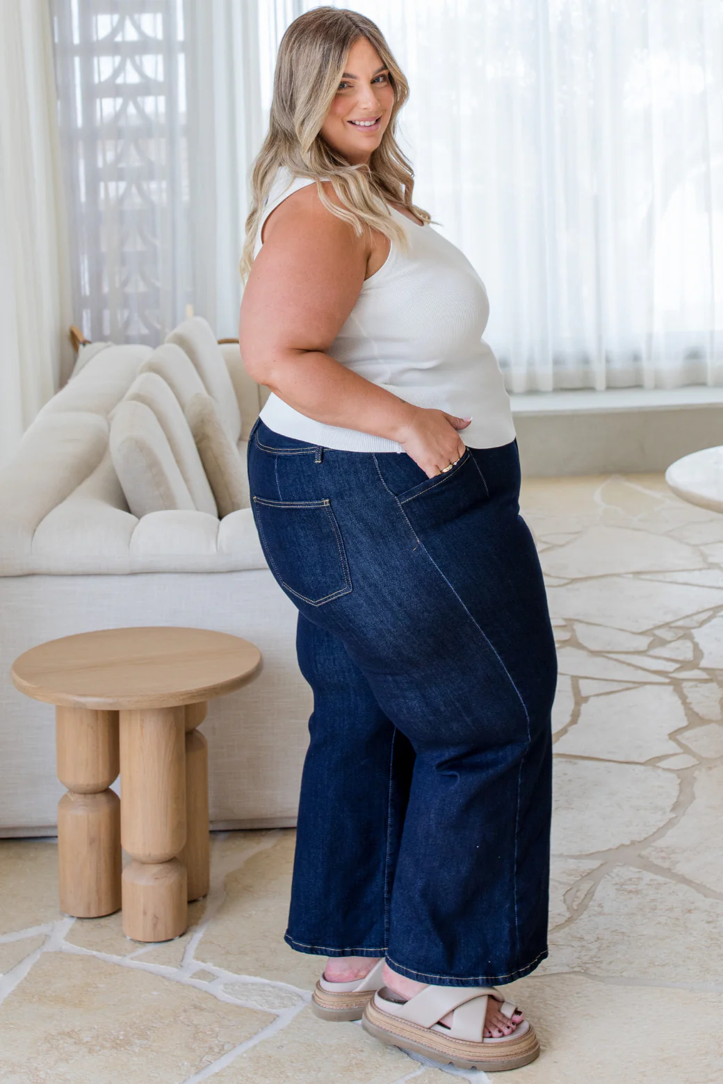 Chloe Crop Stretch Jeans Indigo - Image 6