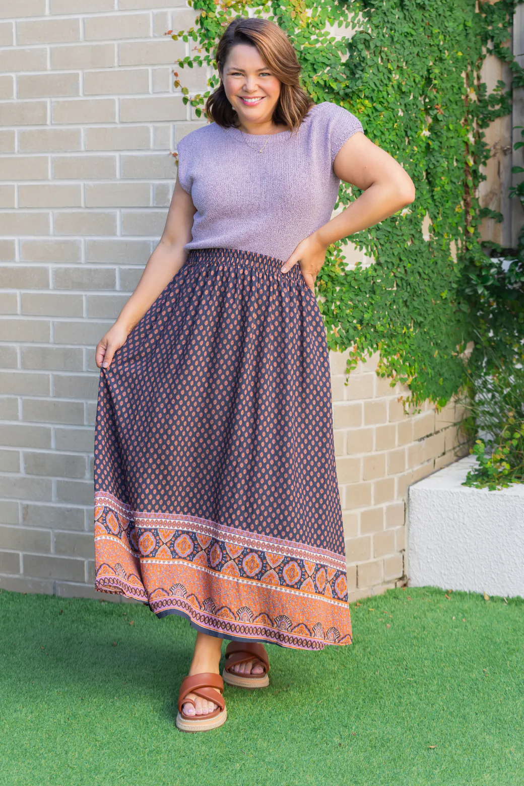 Final Sale | Claudette Maxi Skirt Lily Print Slate