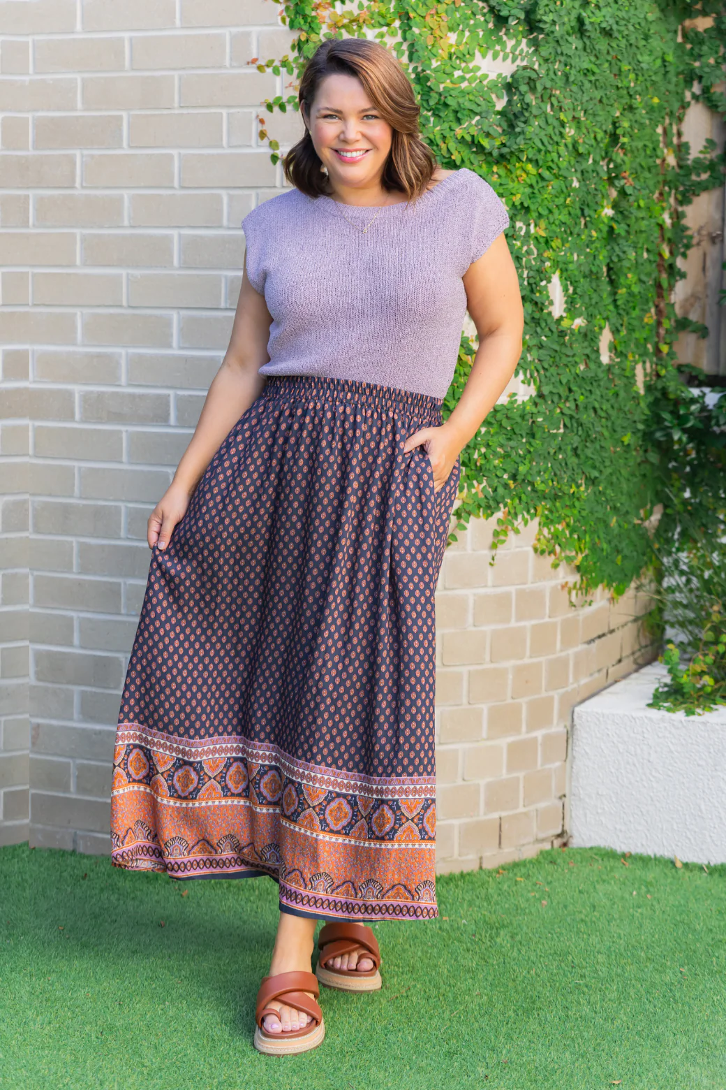 Final Sale | Claudette Maxi Skirt Lily Print Slate - Image 3