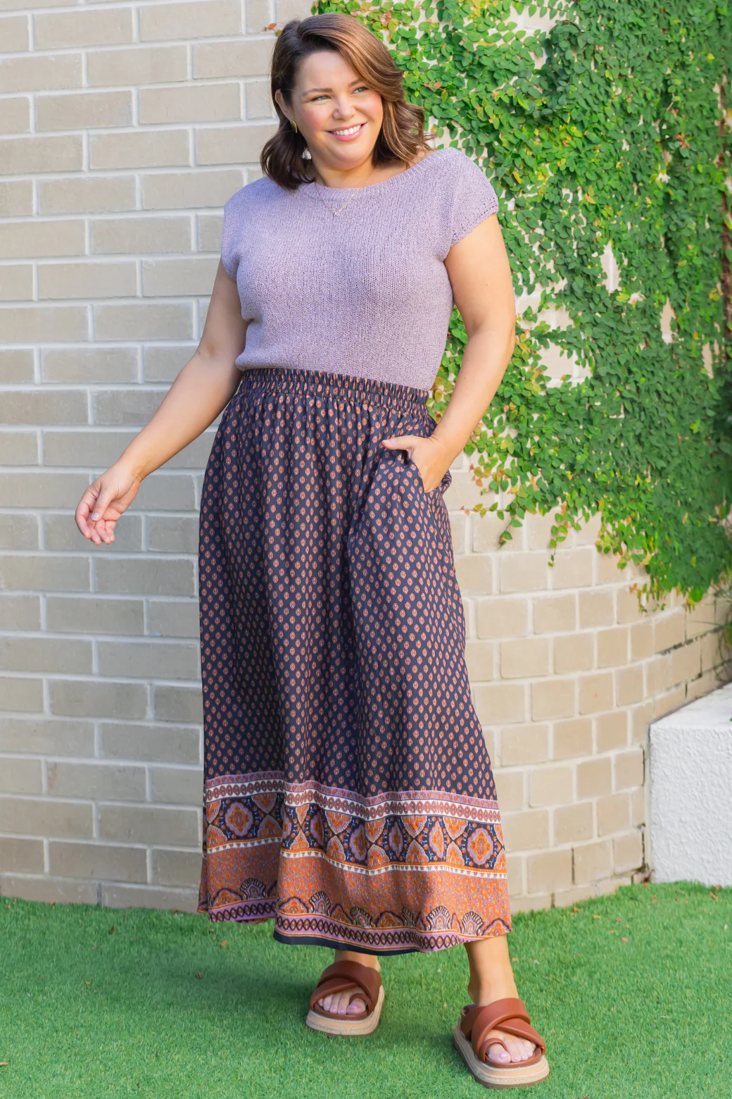 Final Sale | Claudette Maxi Skirt Lily Print Slate - Image 5
