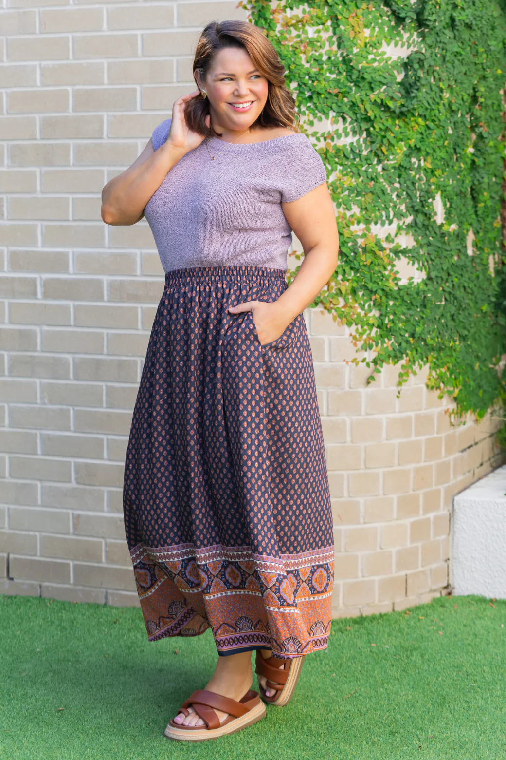 Final Sale | Claudette Maxi Skirt Lily Print Slate - Image 7