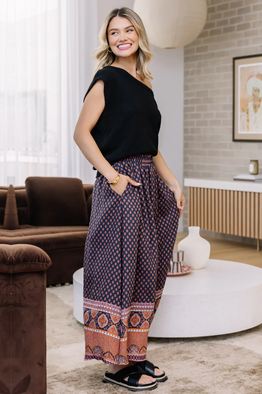 Final Sale | Claudette Maxi Skirt Lily Print Slate - Image 8