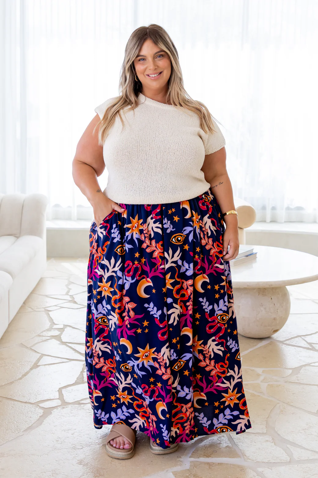 Final Sale | Cleo Maxi Skirt Tarot Navy