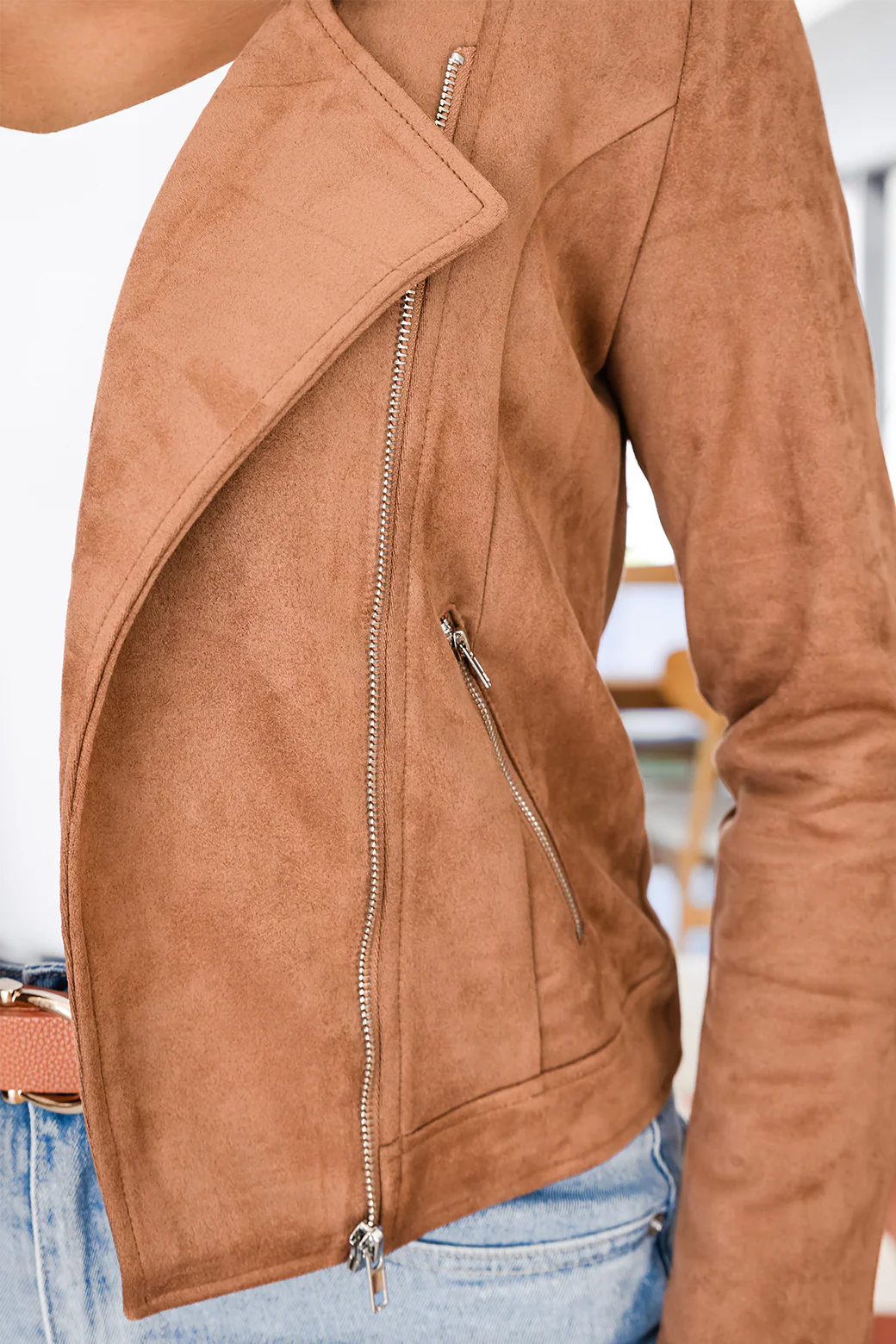 Emilia Moto Jacket Tan - Image 11