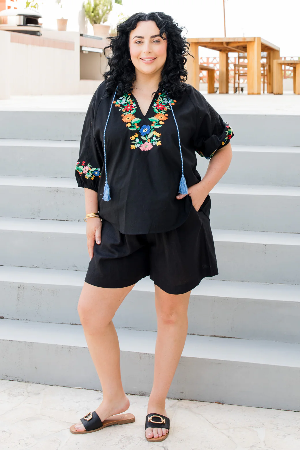 Gabby Embroidered Top Black - Image 8