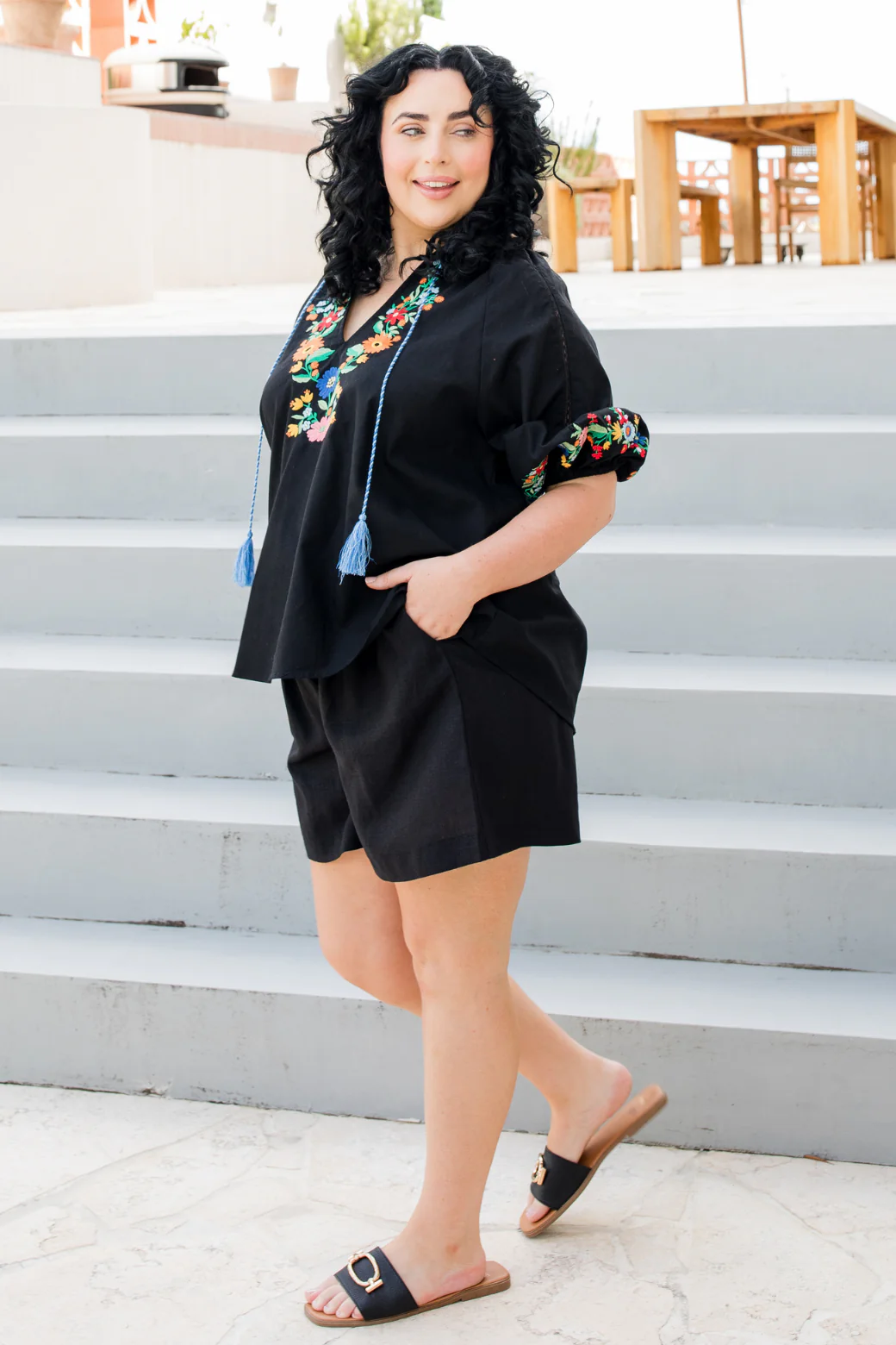 Gabby Embroidered Top Black - Image 9