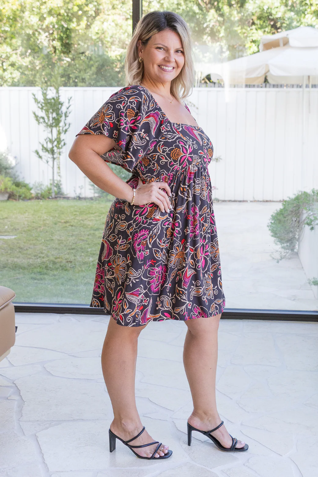 Final Sale | Gia Dress Rosetta Print Black - Image 6