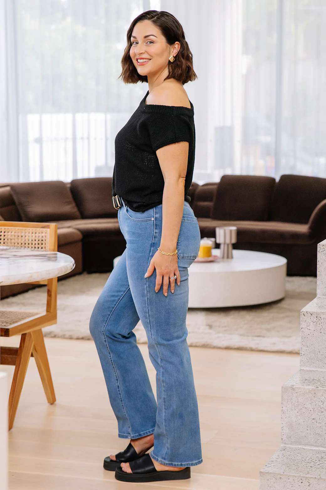 Hampton Off Shoulder Knit Top Black - Image 5