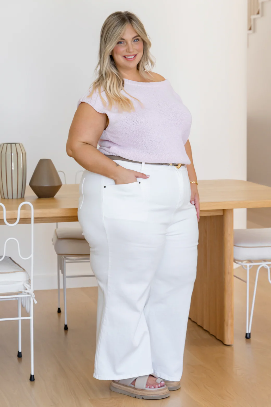 Hampton Off Shoulder Top Powder Pink - Image 4