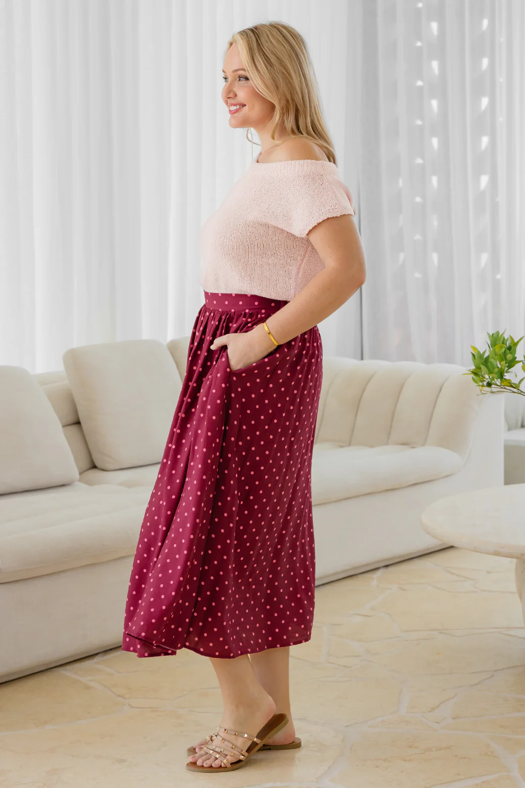 Hampton Off Shoulder Top Powder Pink - Image 8