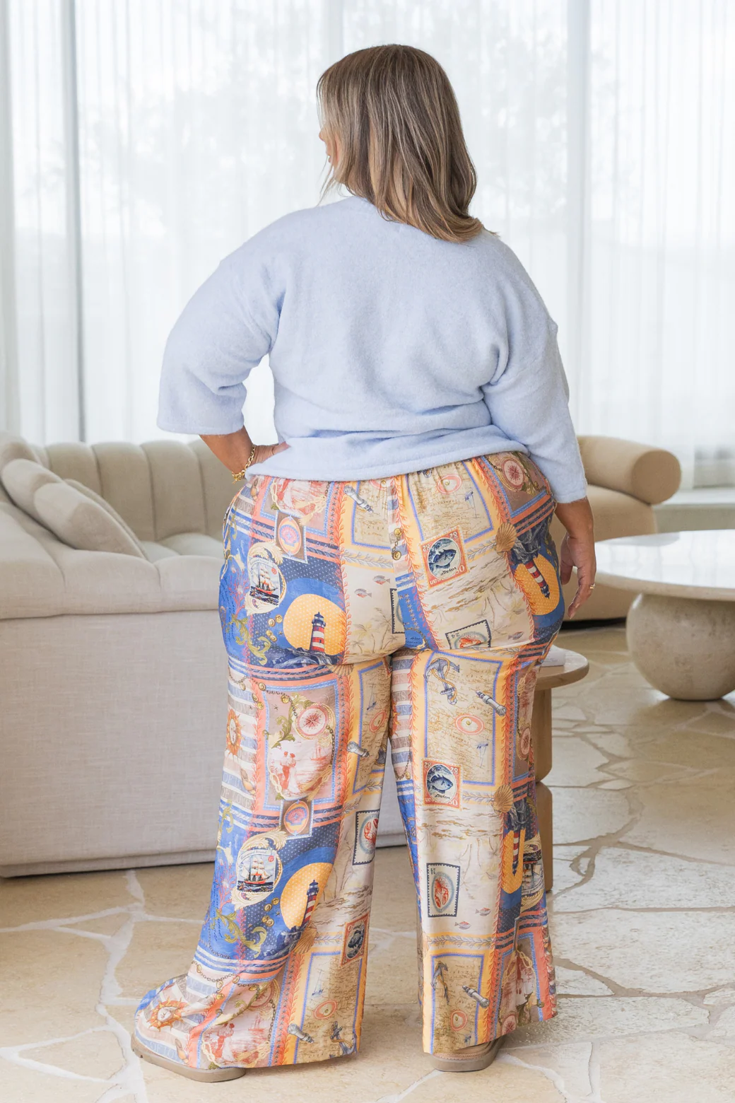 Final Sale | Harriet Wide Leg Pants Sea of Love Print - Image 6