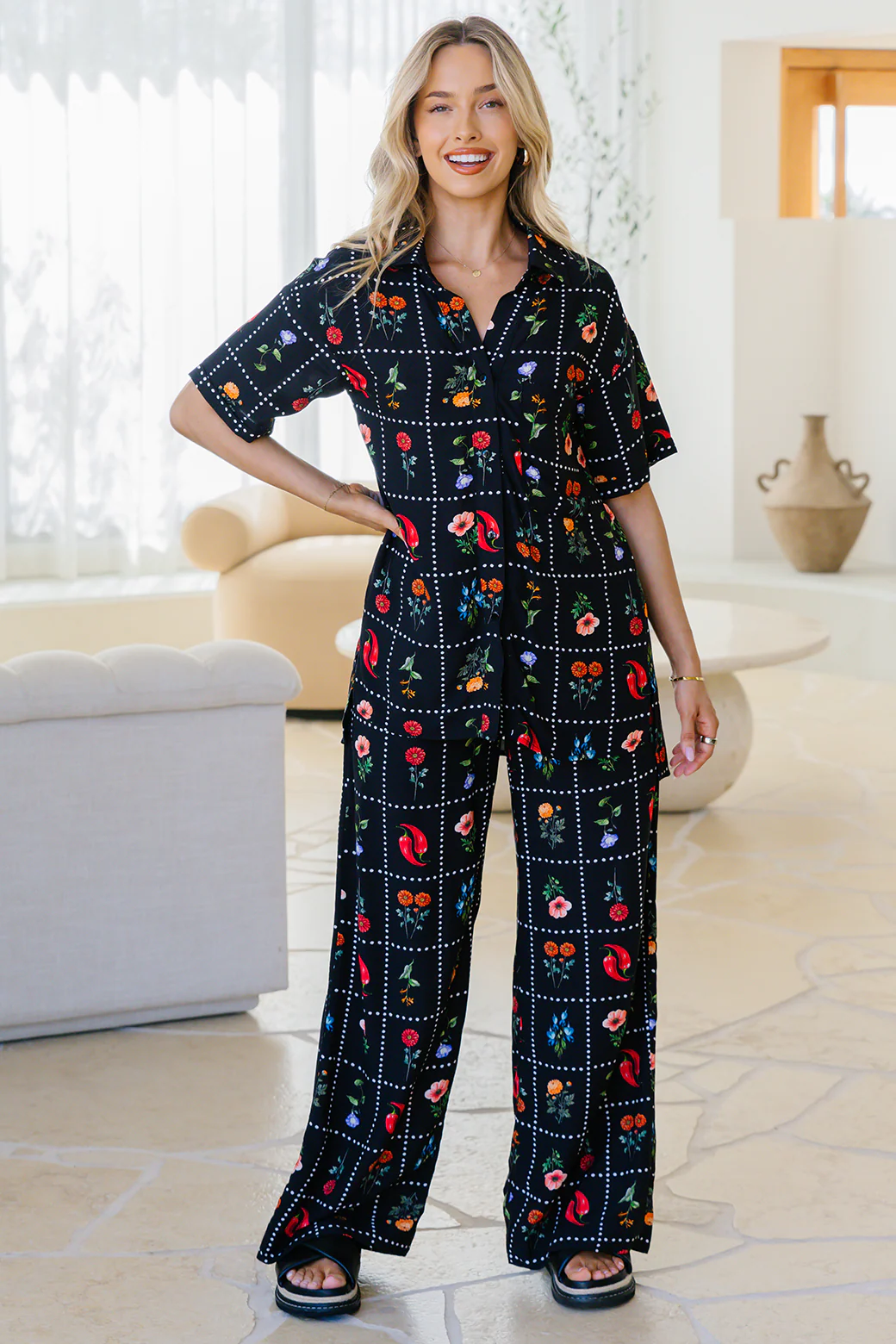 Final Sale | Hayden Shirt Chilli Tile Print - Image 2