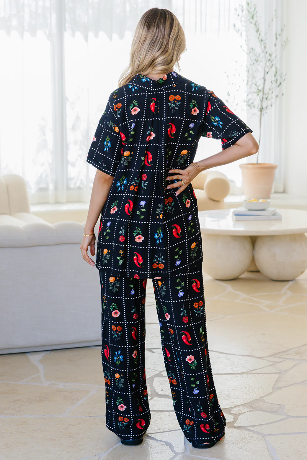 Final Sale | Hayden Shirt Chilli Tile Print - Image 5