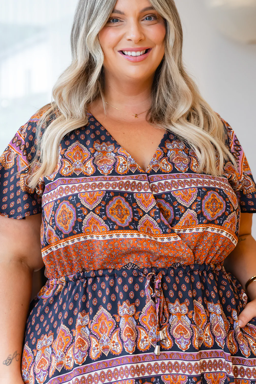 Final Sale | Imogen Midi Dress Lily Print Slate - Image 12
