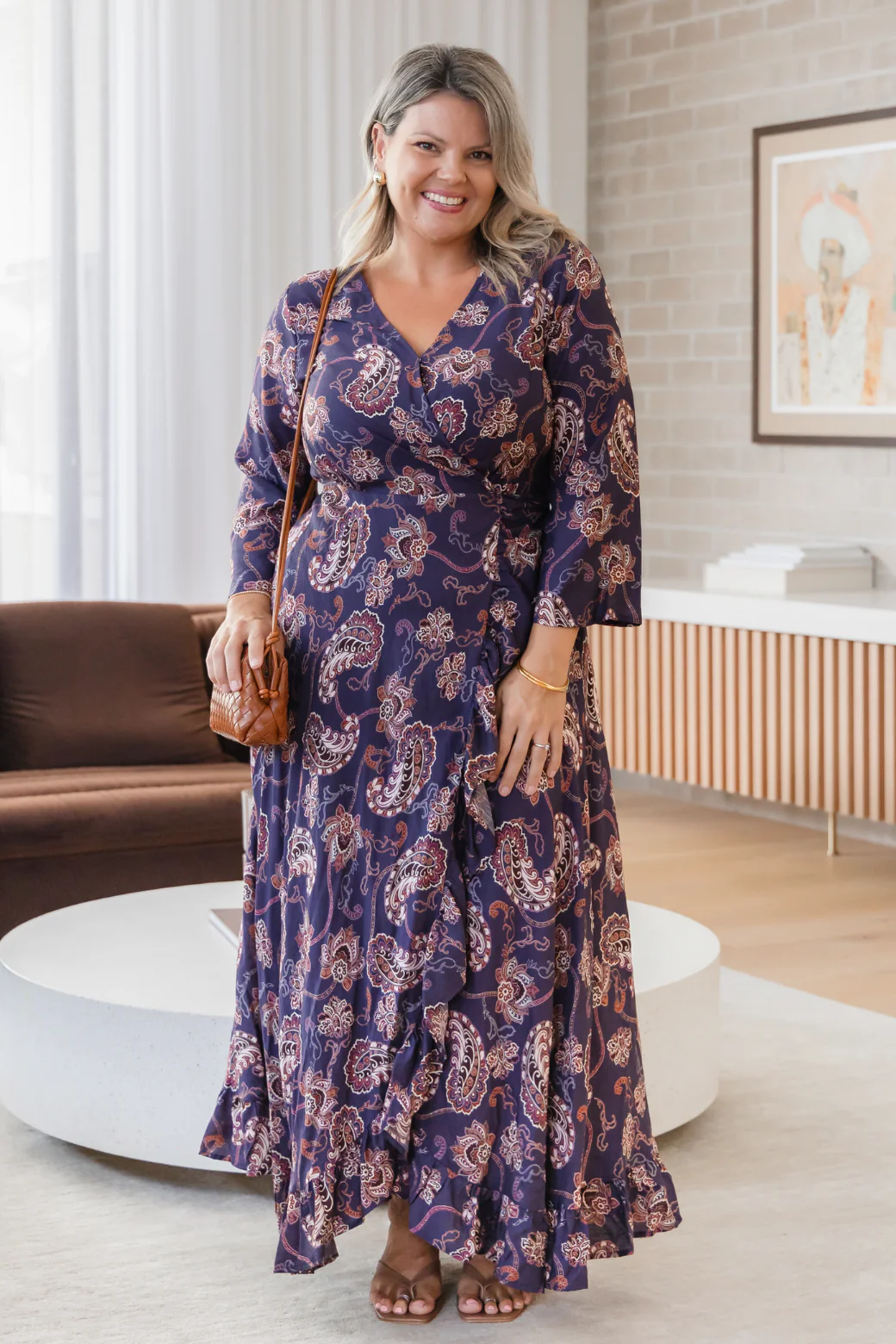 Jacquie Wrap Midi Dress Pagonia Print Slate