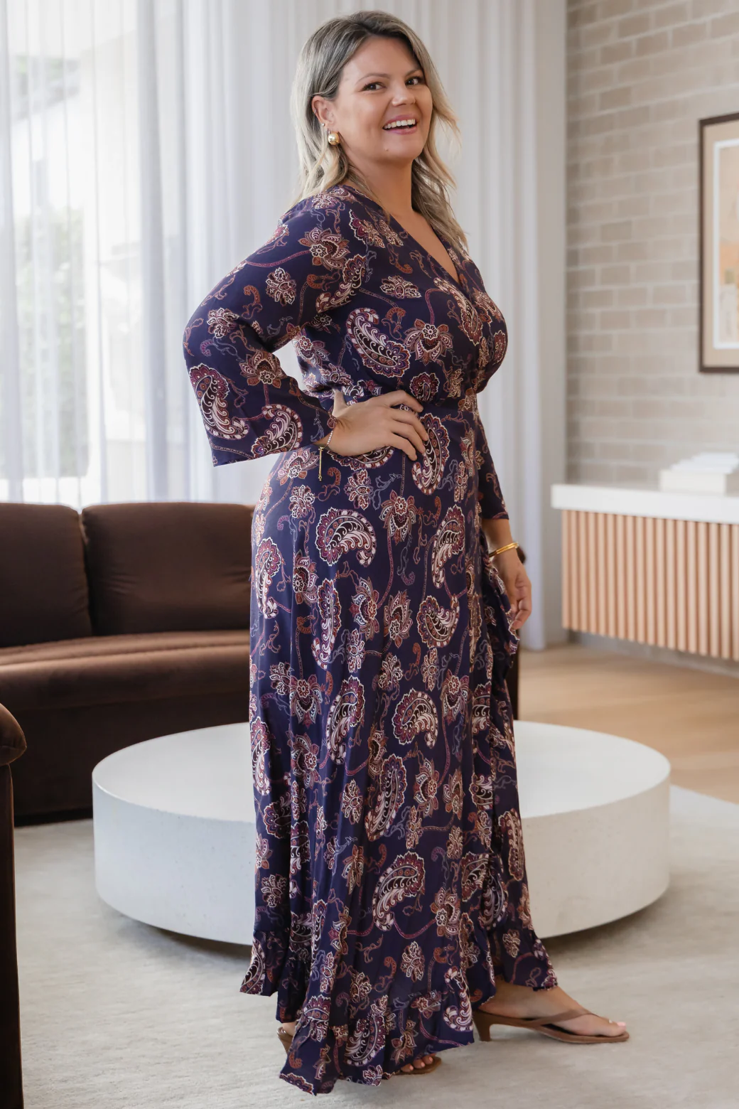 Jacquie Wrap Midi Dress Pagonia Print Slate - Image 5