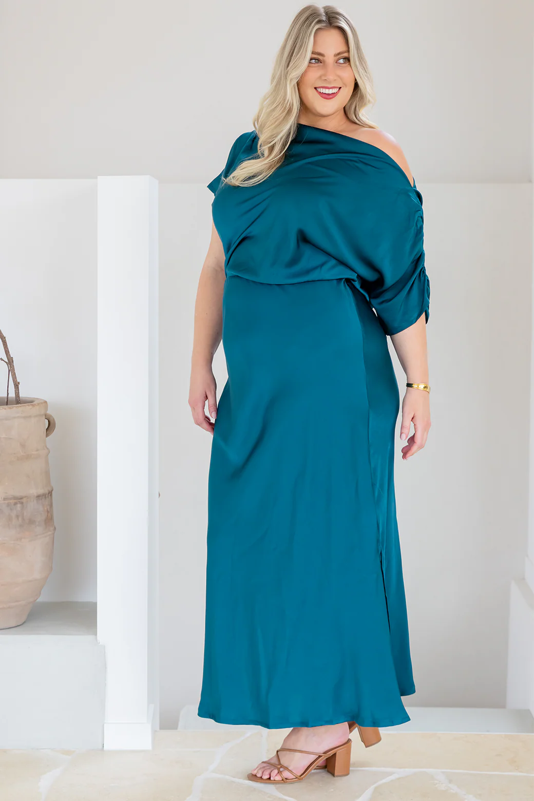 Final Sale | Katya Off Shoulder Maxi Dress Deep Teal - Image 4