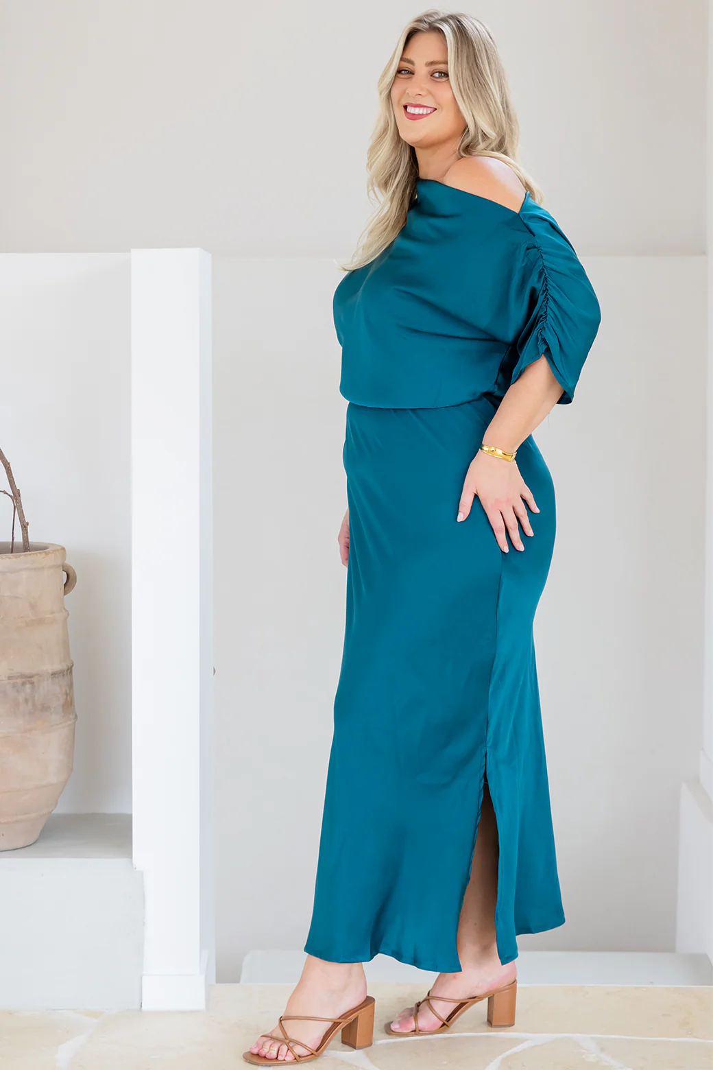 Final Sale | Katya Off Shoulder Maxi Dress Deep Teal - Image 6