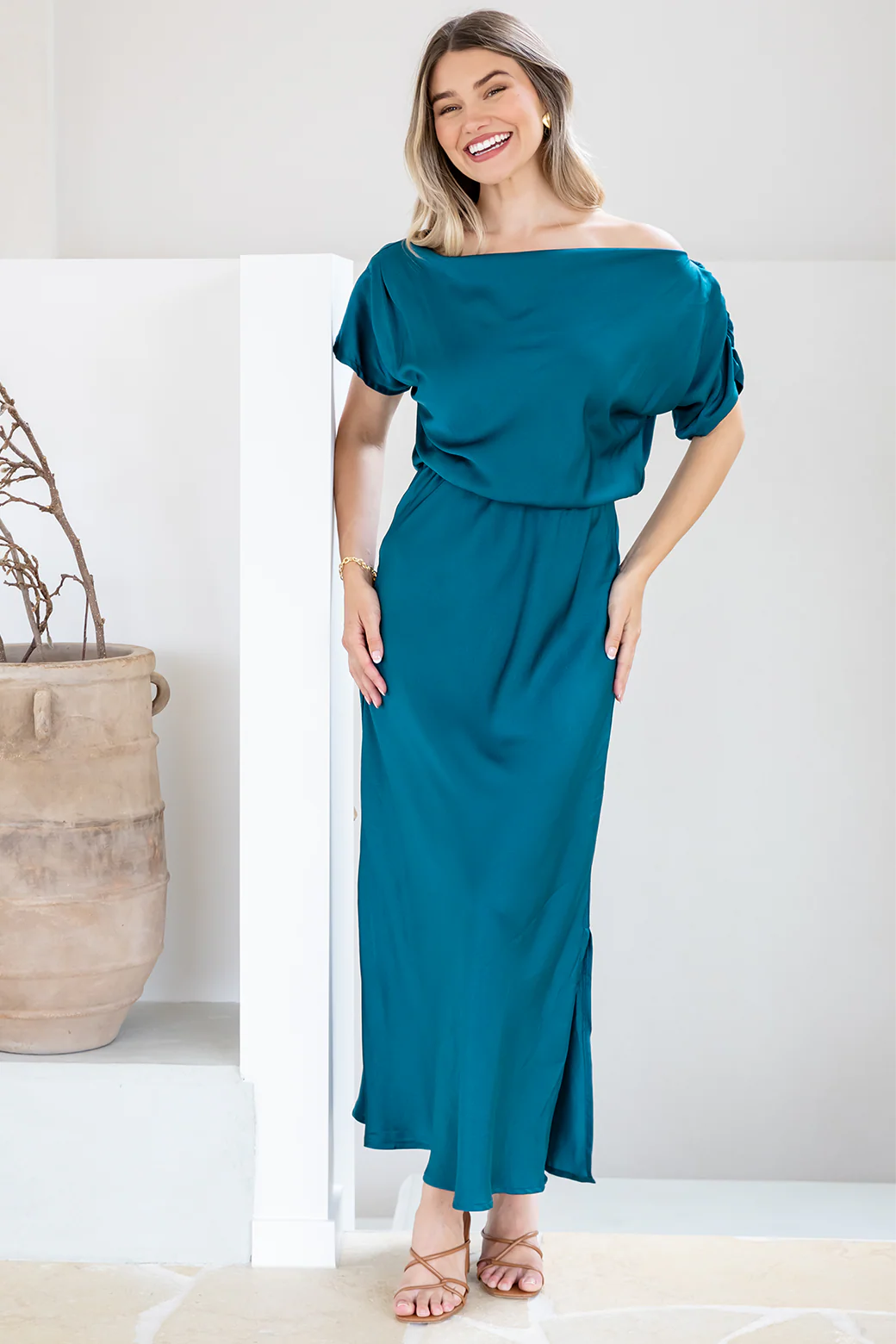 Final Sale | Katya Off Shoulder Maxi Dress Deep Teal - Image 7