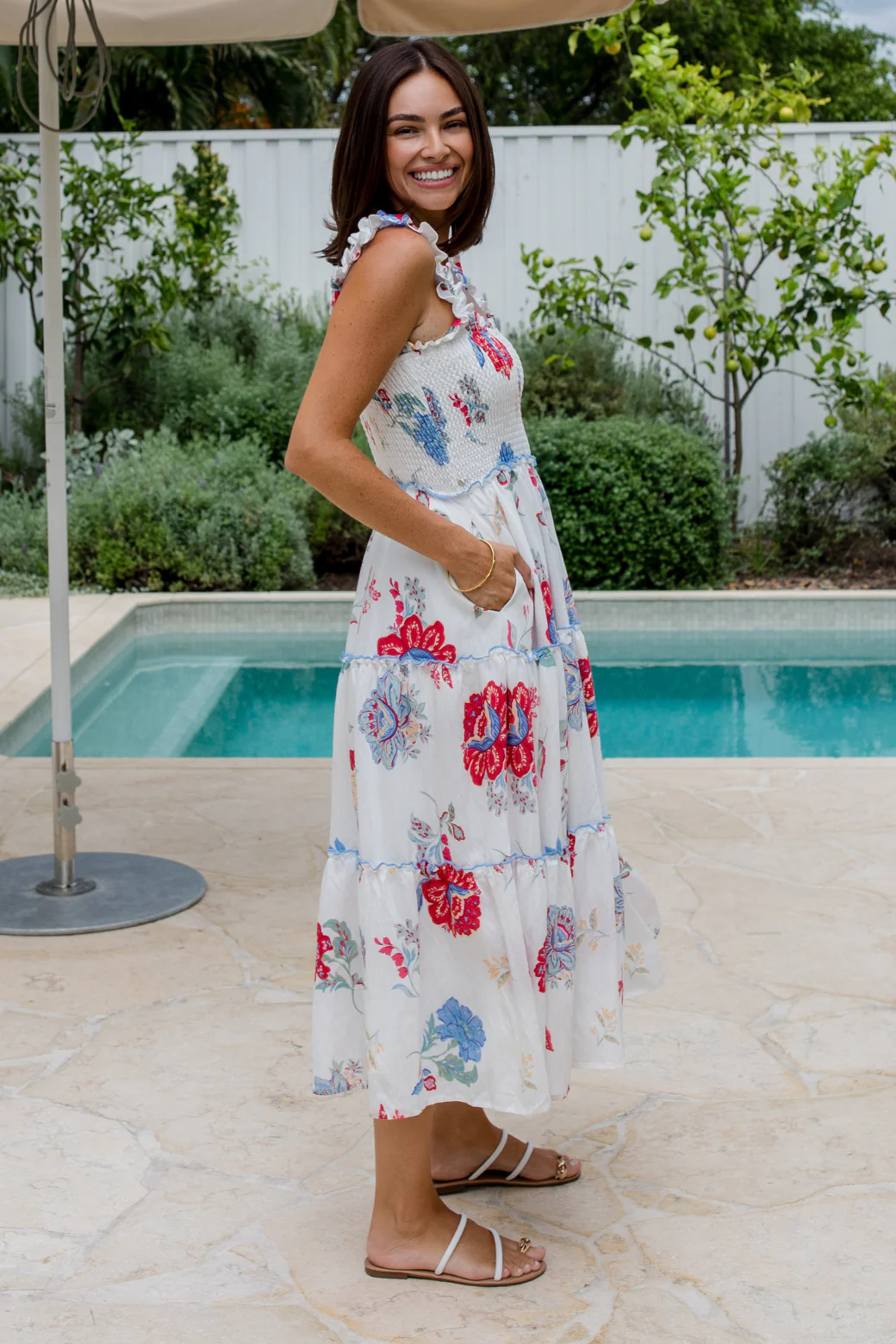 Keeley Midi Dress Moroccan Sun Print White - Image 10