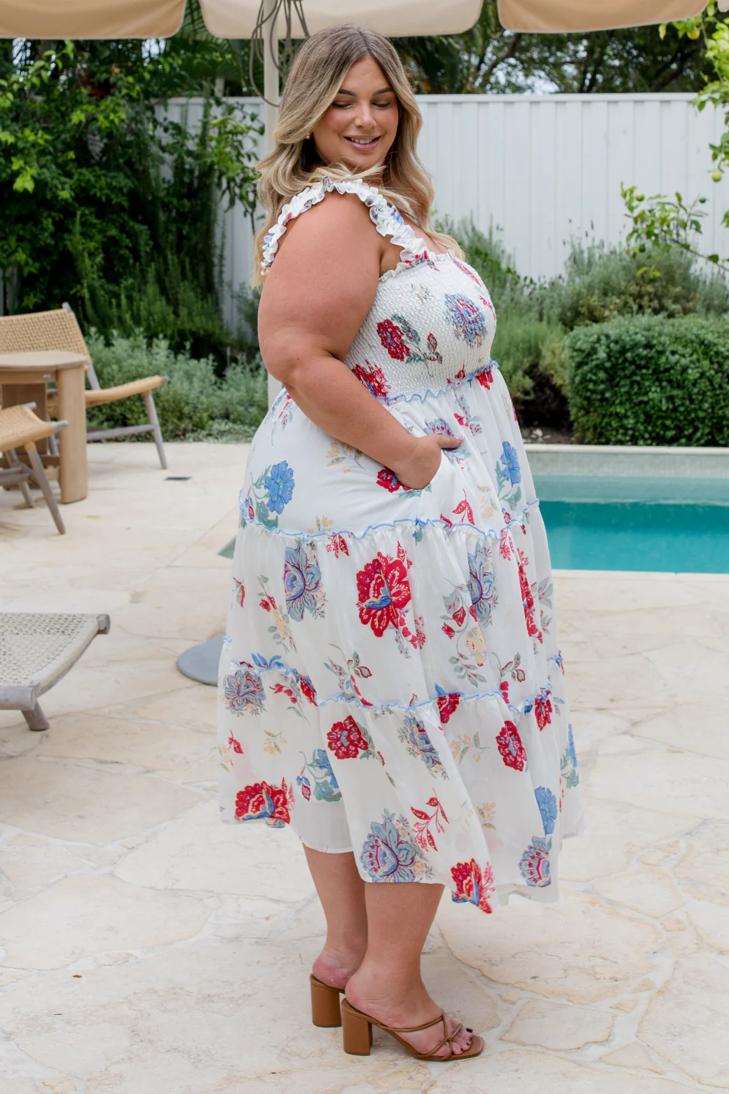 Keeley Midi Dress Moroccan Sun Print White - Image 6