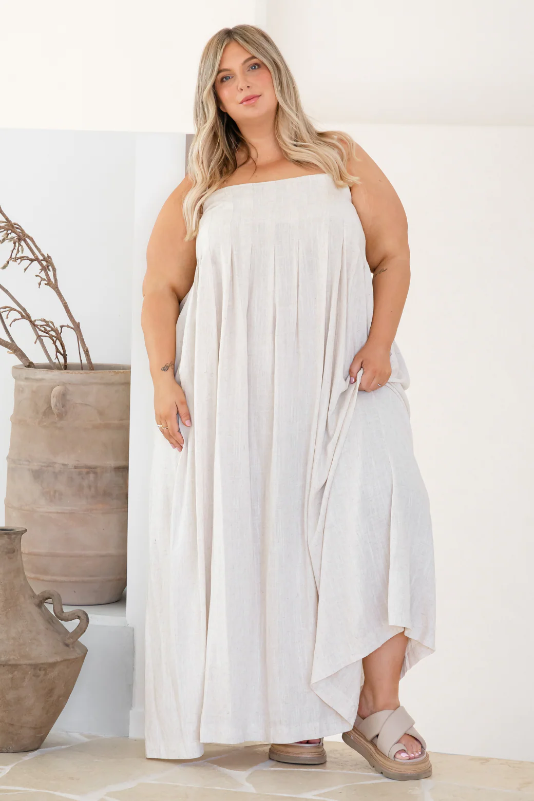 Final Sale | Lara Maxi Dress Beige - Image 4