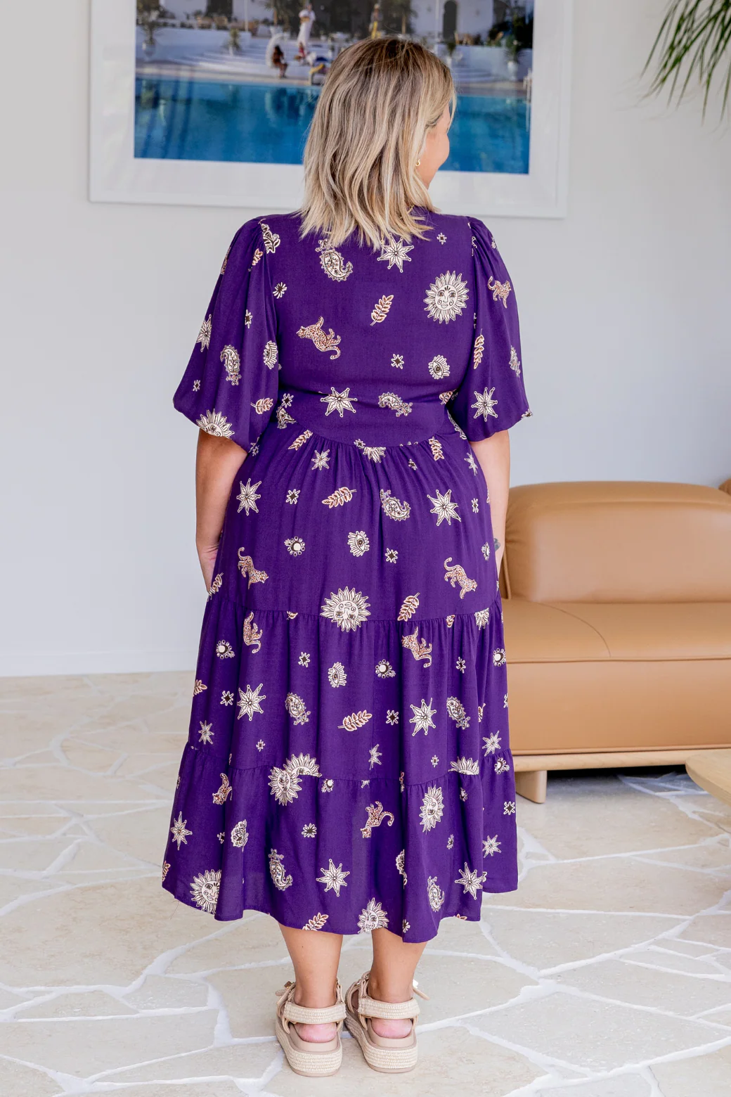 Final Sale | Louisa Midi Dress Talisman Print Plum - Image 9