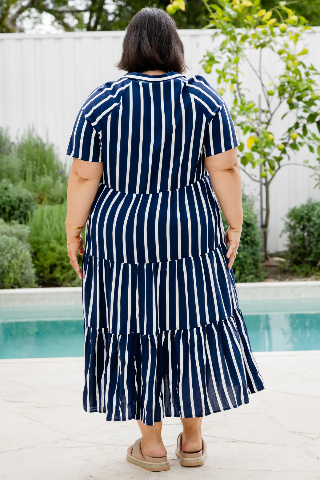 Maeve Midi Dress Navy Stripe - Image 11