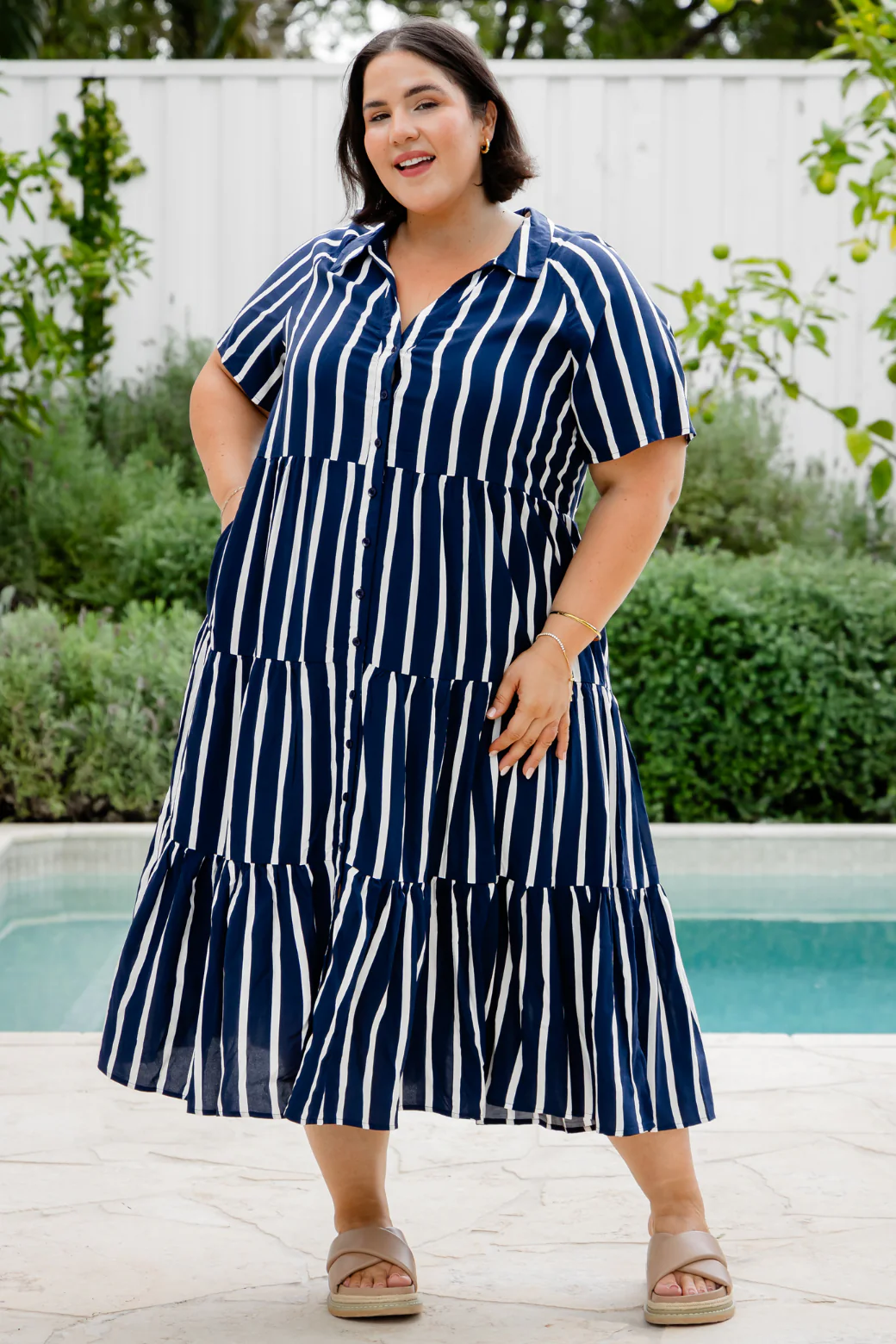 Maeve Midi Dress Navy Stripe - Image 8
