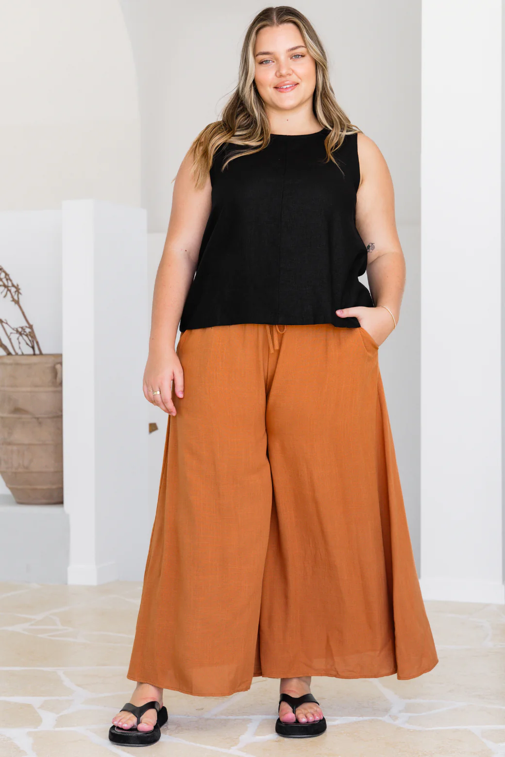 Maree Wide Leg Pant Rust - Image 3