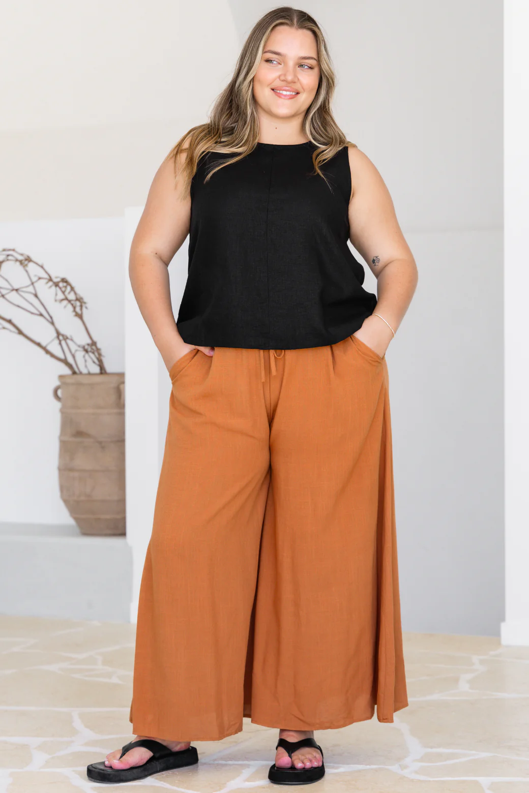 Maree Wide Leg Pant Rust - Image 4