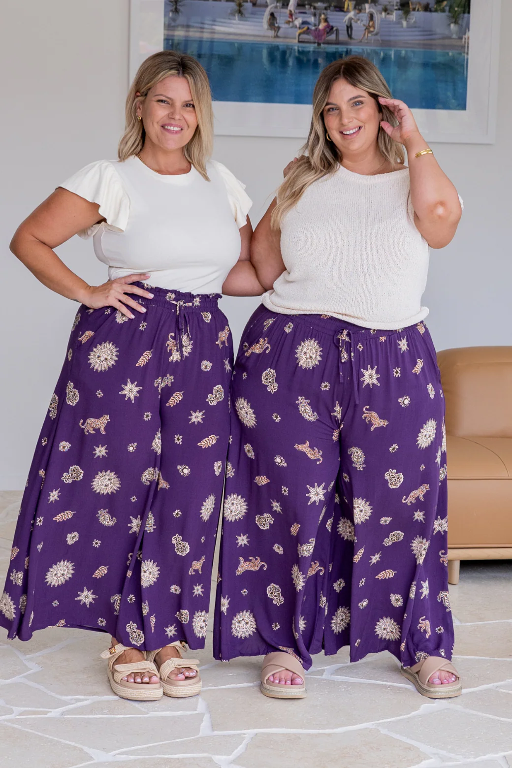 Final Sale | Maree Wide Leg Pant Talisman Print Plum
